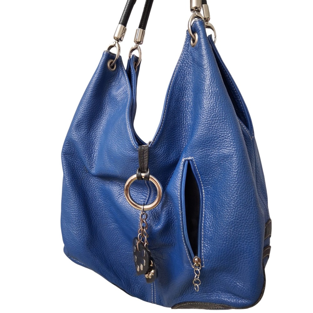 Y2k Italian Leather Vera Pelle Slouchy Grunge Heart Charm Womens Shoulder Bag